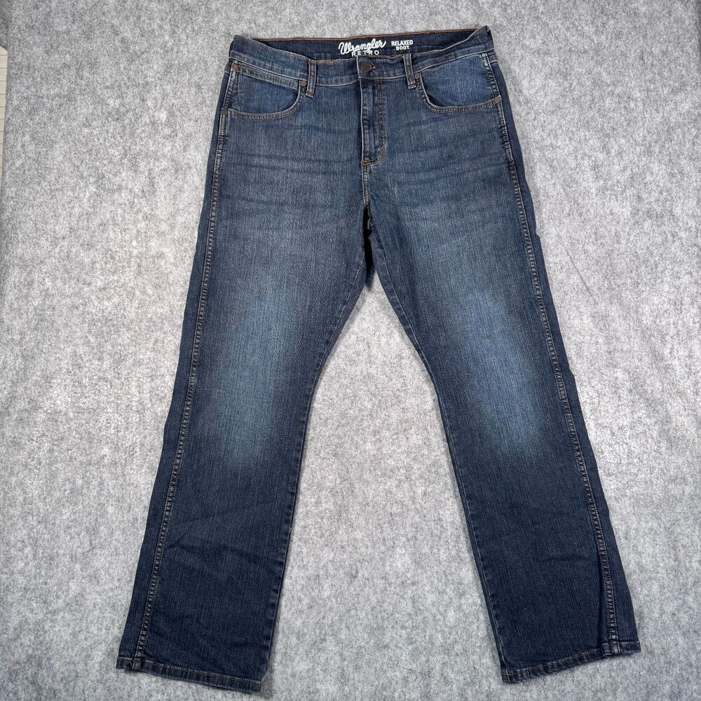 Wrangler Retro Jeans Mens 34X32 Measures 34X31 Blue Relaxed Boot Western Cowboy